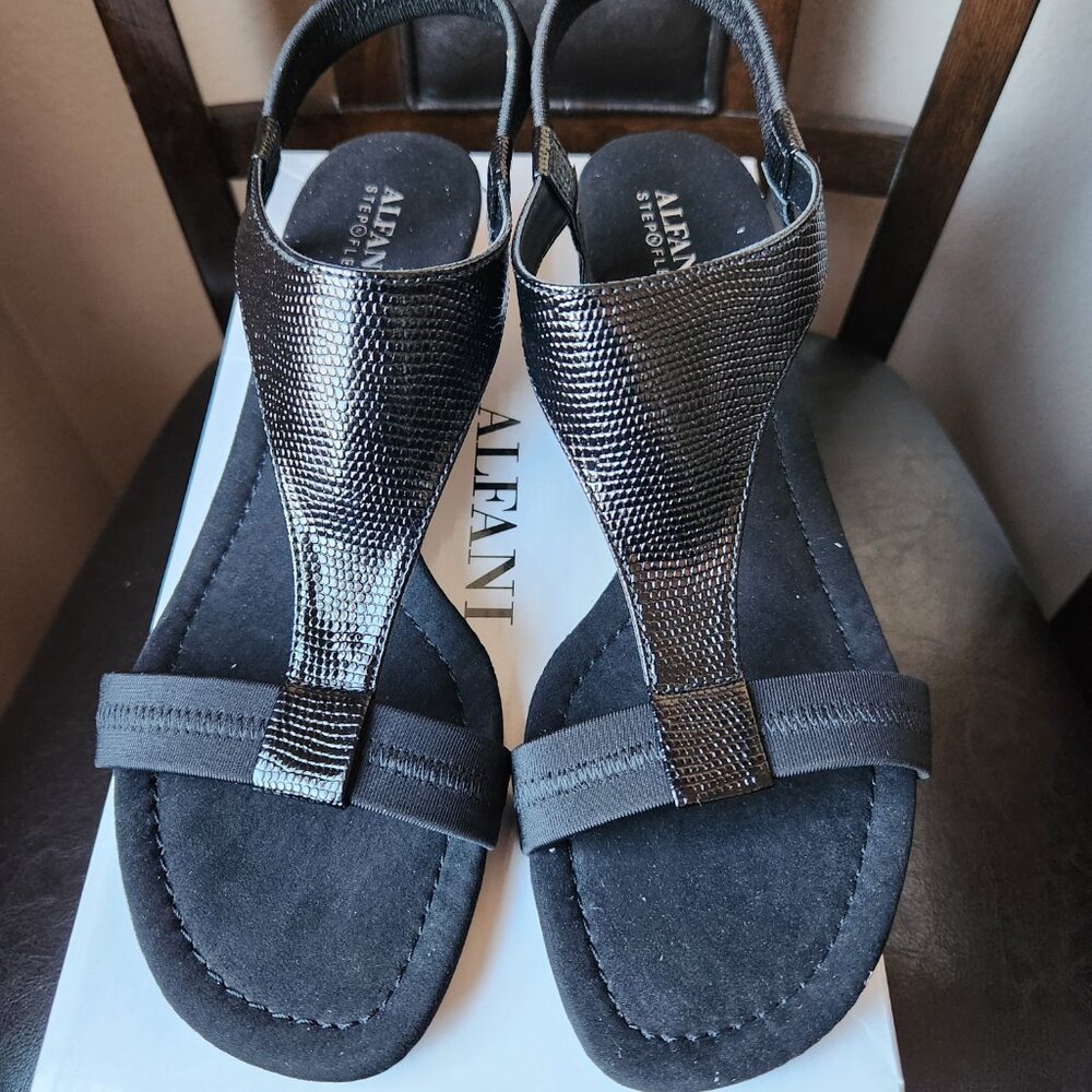 Alfani Vacanza Womens Faux Leather Wedge Sandals - Sz 9W - Picture 2 of 7